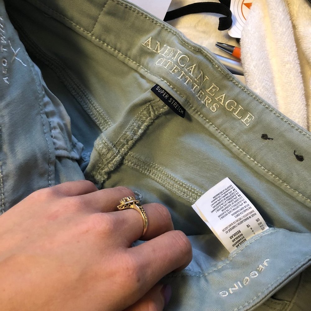 American Eagle Mint Stretch Destroyed Jeggings - image 5